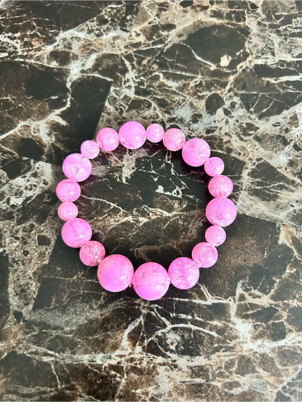 Handmade Pink Beaded Stretch Bracelet